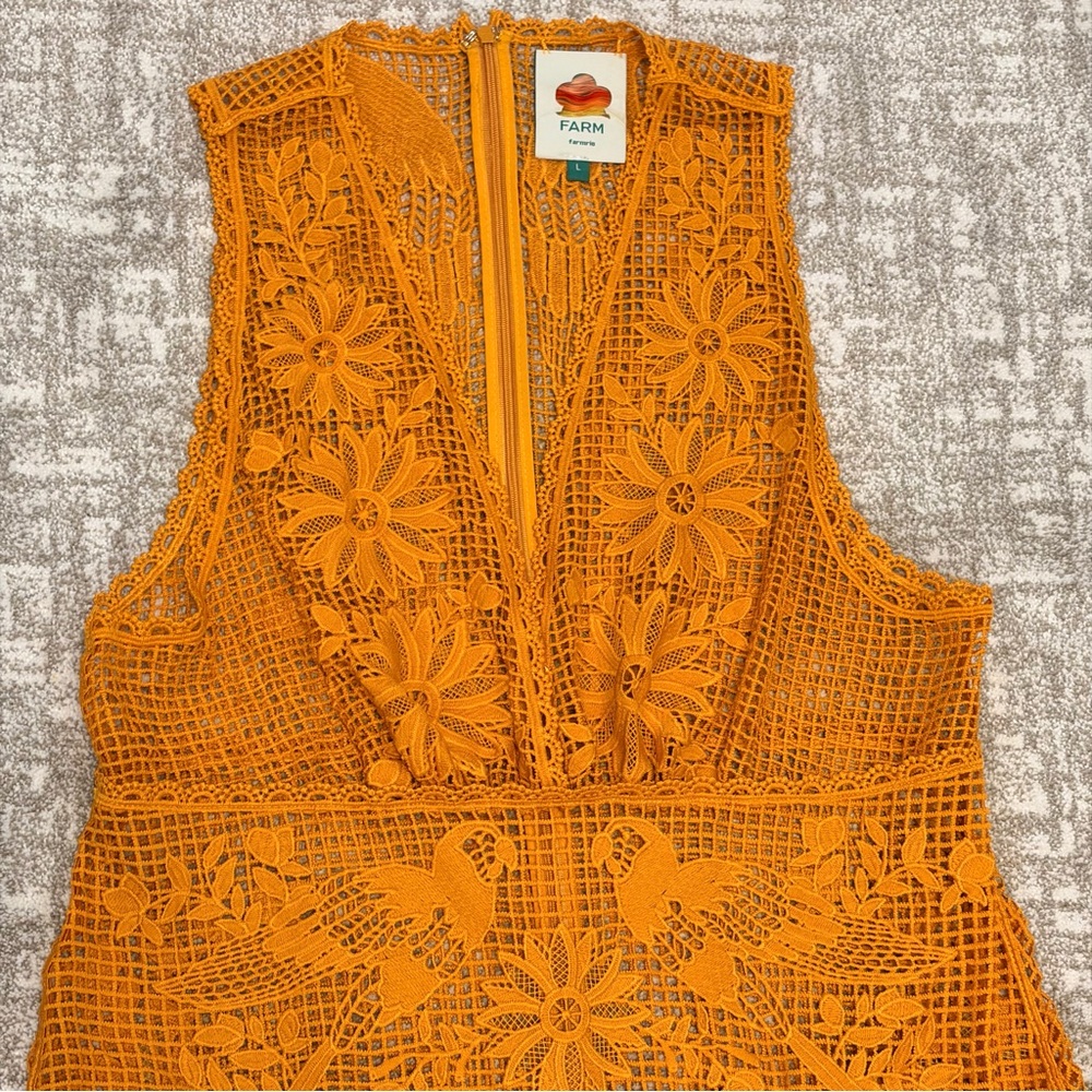 Farm Rio tropical lace parrot Midi Dress - Picture 12 of 12